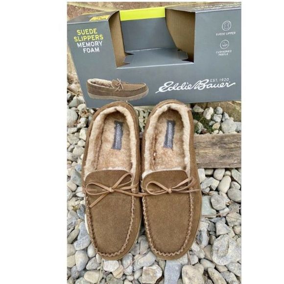 Eddie Bauer Men Suede Tan Slippers Style Ryan 8-9 - Picture 1 of 6